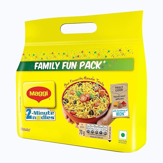 MAGGI 2-Minute Instant Noodles,Masala Noodles With Goodness Of Iron,Made With Choicest Quality Spices,Favourite Masala Taste, 560 g Pouch.