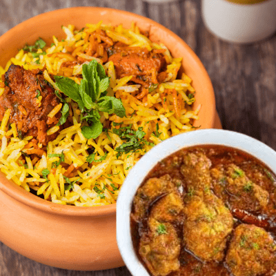 Veg Biryani with Chicken Kosa